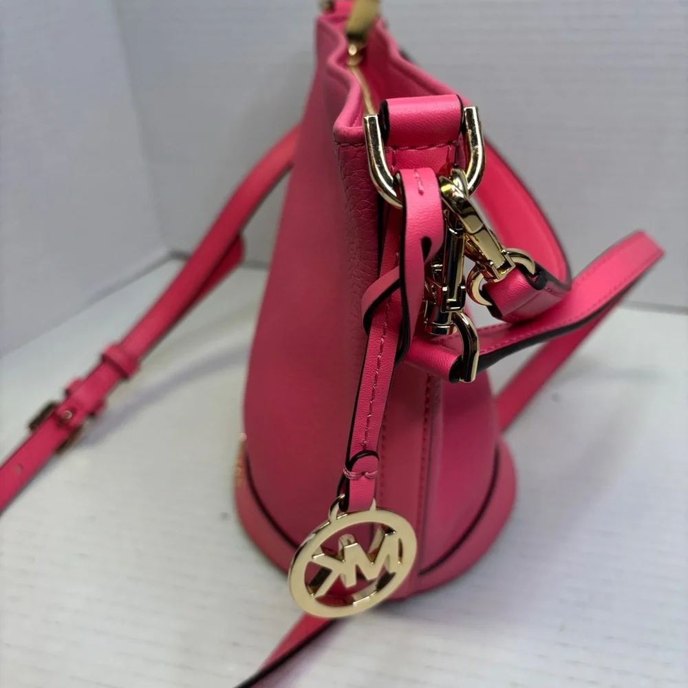 Michael Kors Townsend Pink Leather Small Convertible Bucket Bag Crossbody - Picture 10 of 15